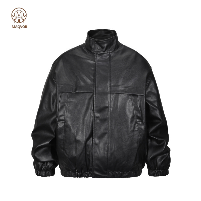 Leather Work Jacket Mens - ACOMOSON – европейская и американская коллекция,