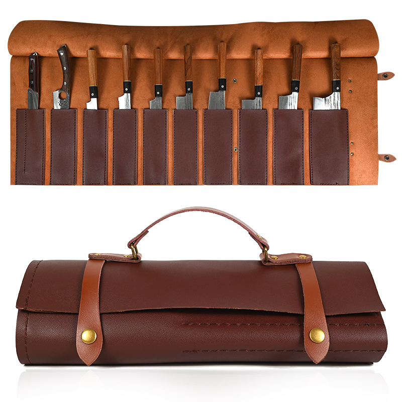Leatherwork Roller - Портативный кухонный нож 8/9/11 ячеек, складной,