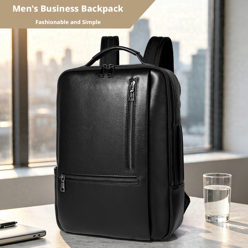 Leather Work Rucksack Mens - Черный рюкзак для ноутбука из натуральной