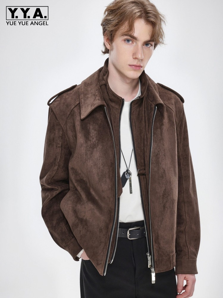 Leather Work Jacket Mens - Осенняя винтажная мужская куртка из искусственной