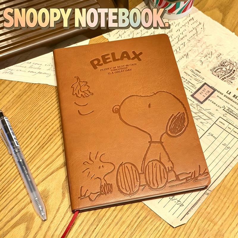 Leather Work Notebook - Винтажный кожаный блокнот A5 с Снупи,