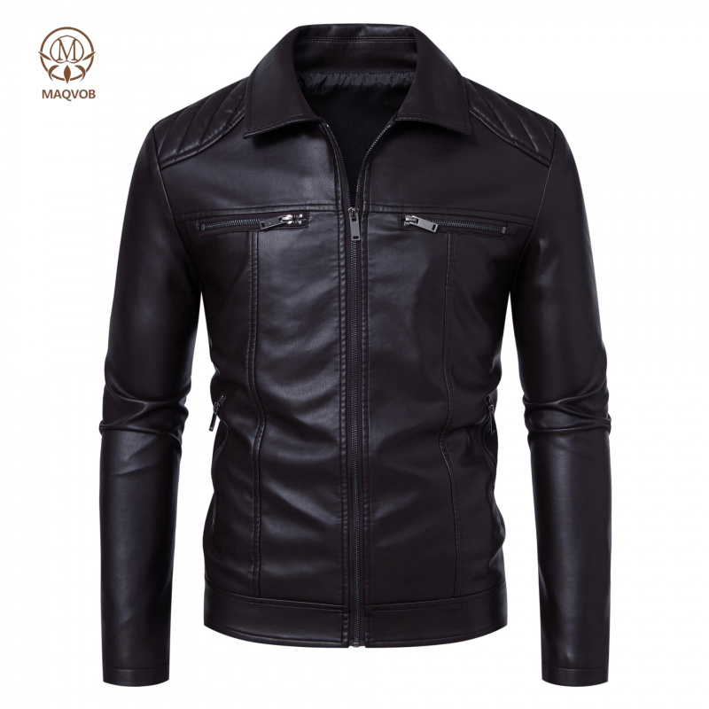 Leather Work Jacket Mens - ACOMOSON, европейские и американские размеры, мужская